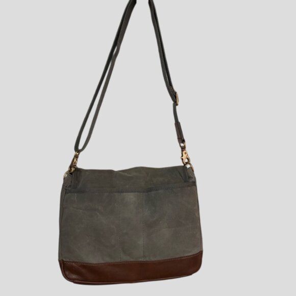 Fossil Leather & Canvas Messenger Tote Laptop Bag Unisex - Picture 3 of 16